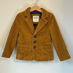 Mini Boden Toddler Boy’s Camel Corduroy Blazer With Red Elbow Patches Size 2-3Y